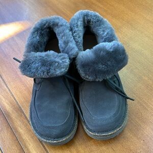 Birkenstock Bakki Suede Shearling ankle boots size 39 8 8.5 Graphite gray